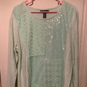 Women’s mint green top with sequence new